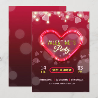 Valentine's Day Pink Lights Party Invitation