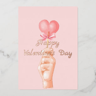 Valentine's Day   Pink Lollipop Heart Holiday Card