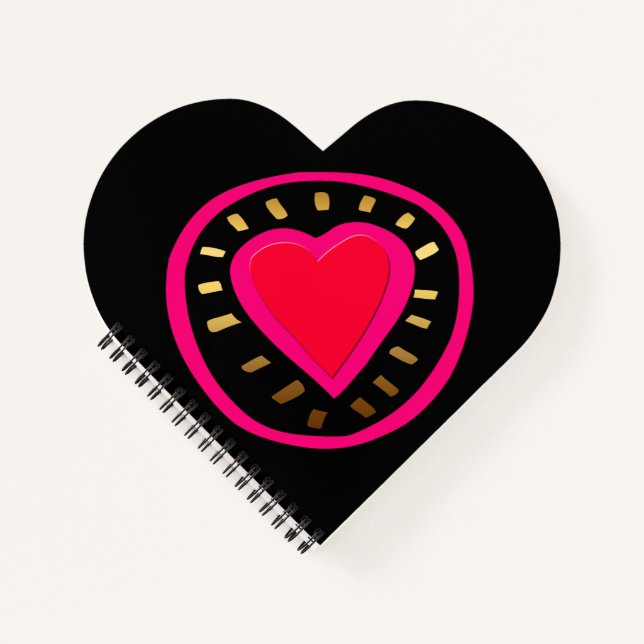 Valentine's Day Pink Modern Cool Heart Notebook (Front)