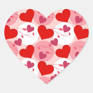 Valentines Day Pink & Red Heart Pattern Heart Sticker