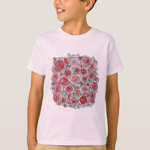 Valentine's Day Pink Red Roses Hearts Doodles T-Shirt