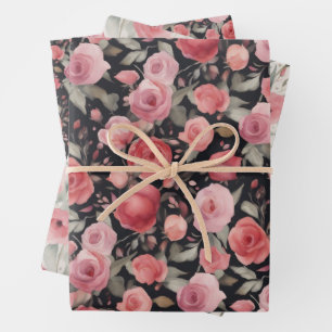 Valentines Day Pink & Red Roses  Wrapping Paper Sheet