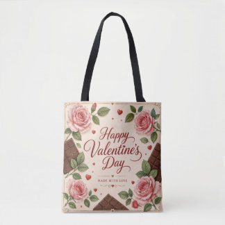 Valentines Day Pink Roses Chocolate Bars Tote Bag