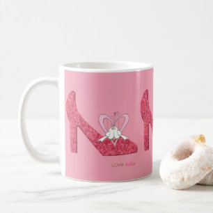 Valentine's Day Pink Shoe Love Hello Mugs