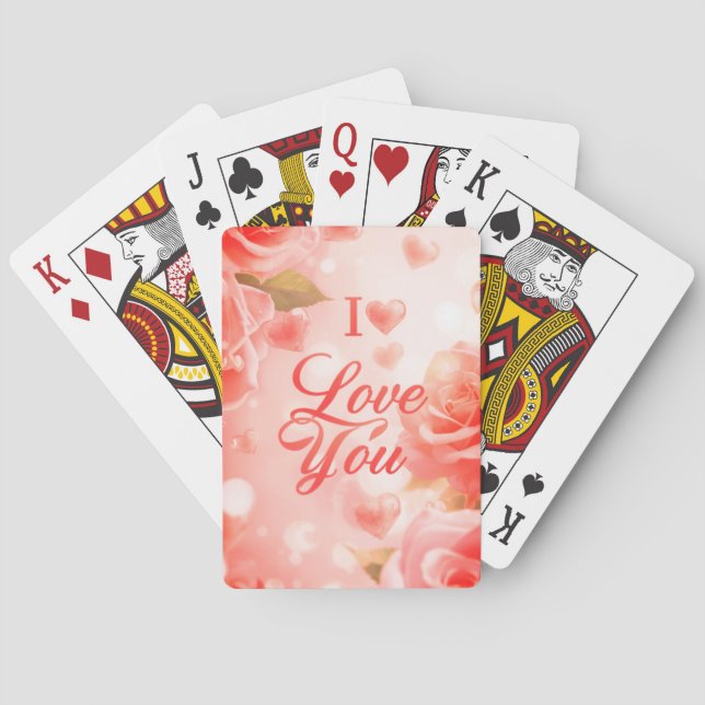 Valentine's Day Pink + White Classic Playing Cards (Back)