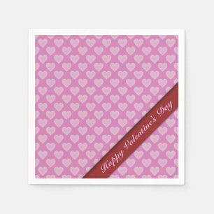 Valentine's Day Pink & White Heart Pattern Napkins