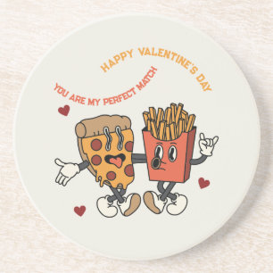 Valentine's Day "Pizza and Fried Potatoes Match" Coaster
