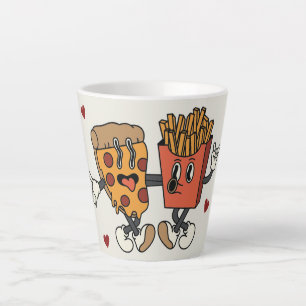 Valentine's Day "Pizza and Fried Potatoes Match" Latte Mug
