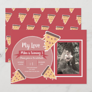 Valentines Day Pizza Party Kids Party Photo   Invitation