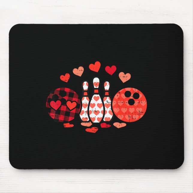 Valentines Day Plaid Bowling Valentine Srts Men Wo Mouse Mat (Front)