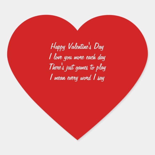 Valentine's day poem heart sticker (Front)