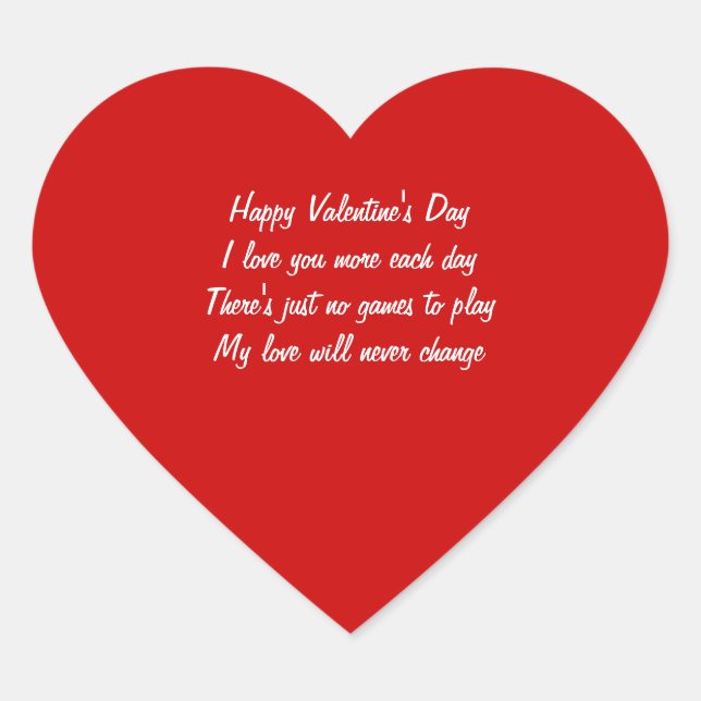 Valentine's day poem heart sticker (Front)