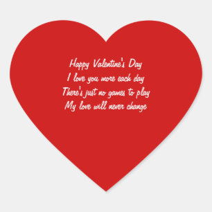 Valentine's day poem heart sticker