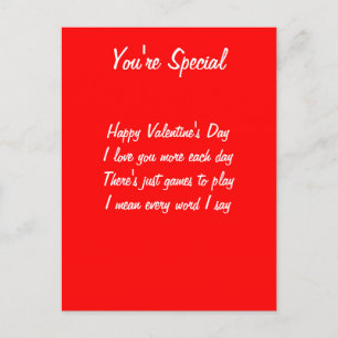 Valentine's day poem holiday postcard
