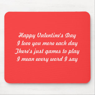 Valentine's day poem mouse mat