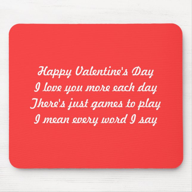 Valentine's day poem mouse mat (Front)