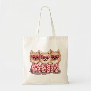 Valentines Day Pomeranian Dogs Tote Bag