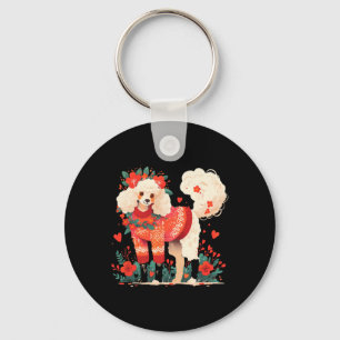 Valentine's Day Poodle Lover Shirt My Dog Is My Va Key Ring