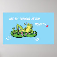 Valentine's Day Poster Love Funny Princess Frog