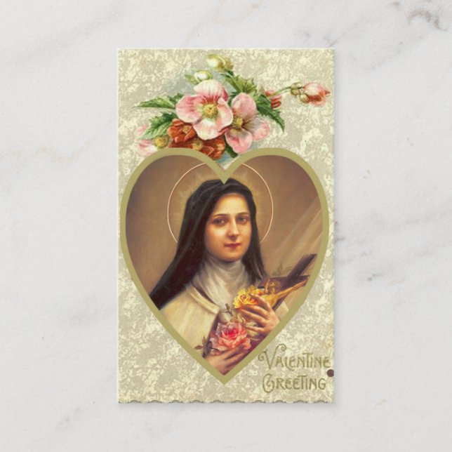Valentines Day Prayer Holy Card with St. Therese (Front)