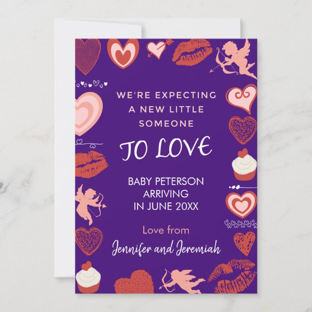 Valentines day pregnancy announcement angel purple (Front)