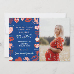 Valentines day pregnancy announcement cards blue 