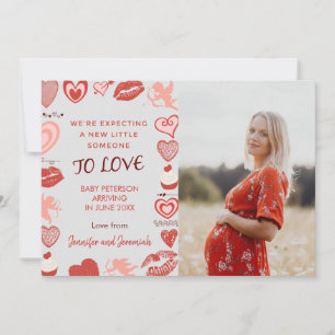 Valentines day pregnancy announcement cards grey