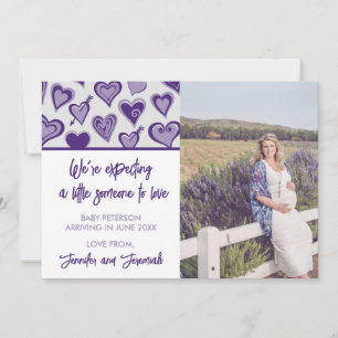 Valentines day pregnancy announcement cards purple