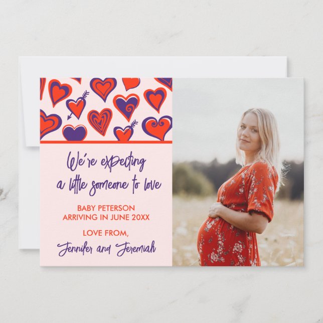 Valentines day pregnancy announcement cards red (Front)