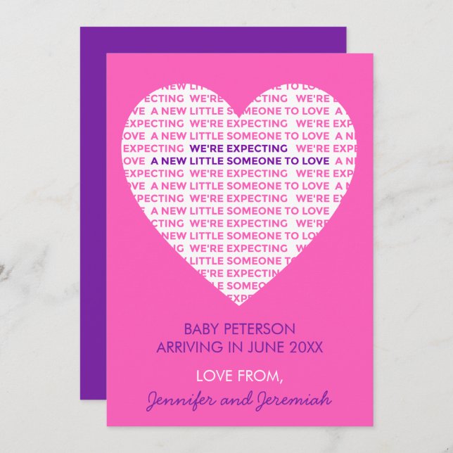 Valentines day pregnancy announcement cute pink (Front/Back)