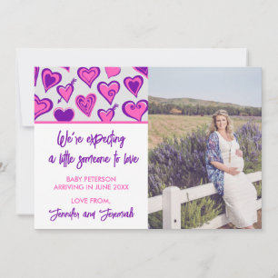 Valentines day pregnancy announcement pink purple