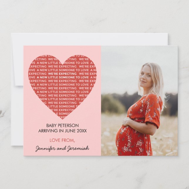 Valentines day pregnancy announcement red pink (Front)
