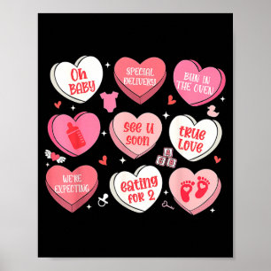 Valentines day pregnancy heart candy announcement poster