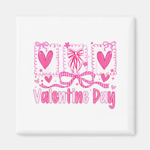 Valentines Day Preppy Hearts Coquette Bow Women Gi Magnet