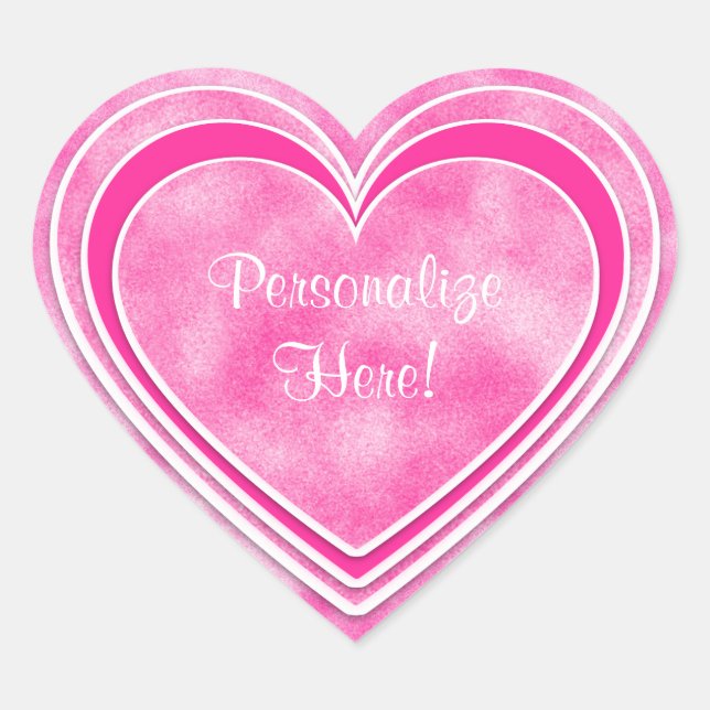 Valentine's Day - Pretty Pink Hearts Personalise Heart Sticker (Front)