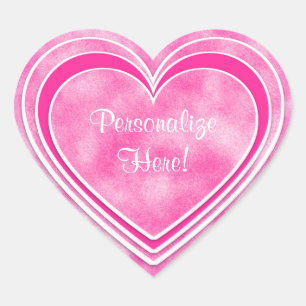 Valentine's Day - Pretty Pink Hearts Personalise Heart Sticker