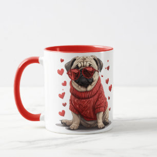 Valentines Day Pug Dog Mug