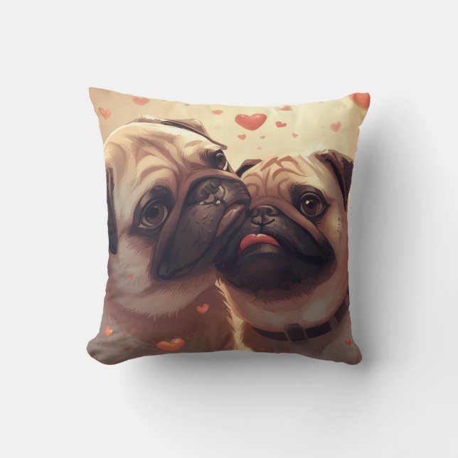 Valentine's Day Pug Love Pillow (Front)