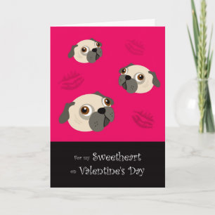 Valentine's Day Pugs & Kisses Card for Sweetheart
