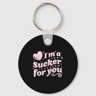 Valentine's Day Pun I'm A Sucker For You Matching Key Ring