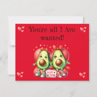valentine's day: punny. avocado holiday card