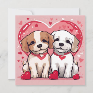 Valentine's Day Puppies  Holiday Card