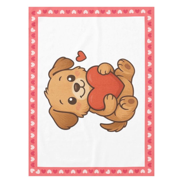 Valentine's Day puppy dog Tablecloth (Front)