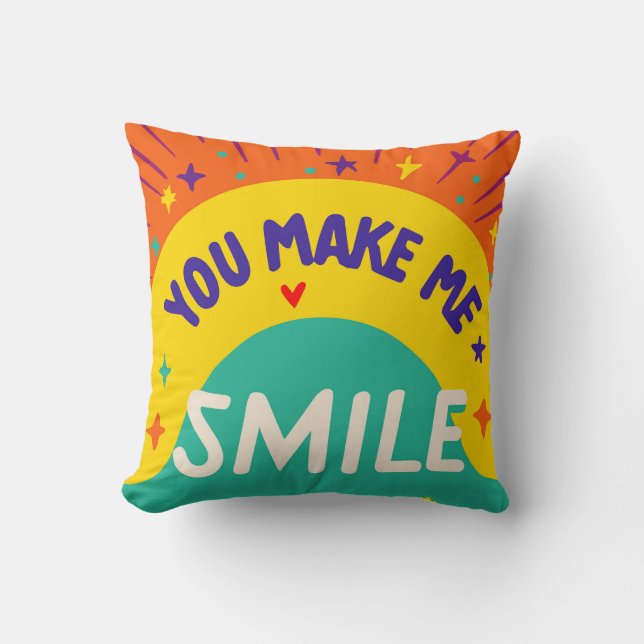 Valentine's Day quote "You make me smile" Cushion (Front)