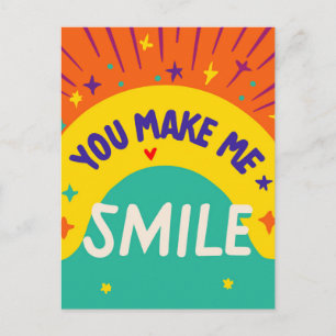Valentine's Day quote "You make me smile" Postcard