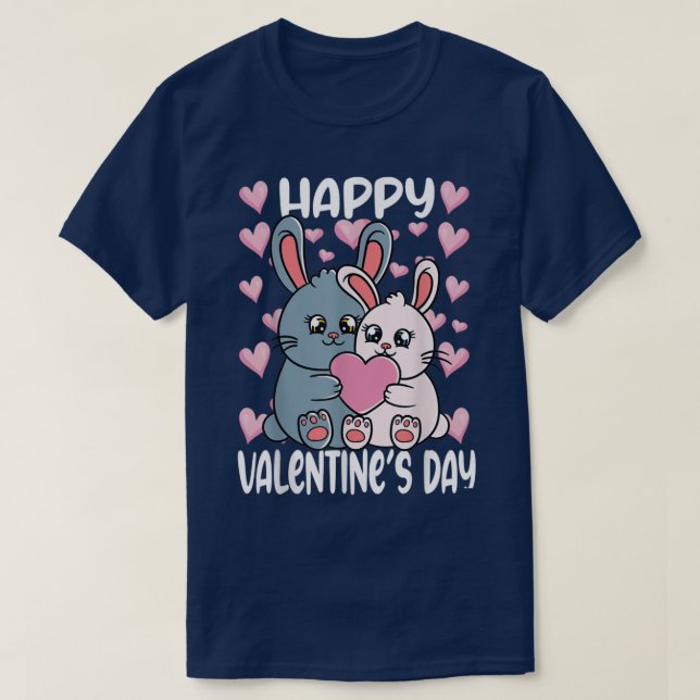 Valentines Day Rabbit Couple Bunnys  T-Shirt (Design Front)