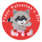 Valentine's Day racoon and hearts sticker