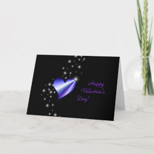 Valentine's Day -Rainbow Heart with Stars on black Holiday Card