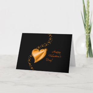 Valentine's Day -Rainbow Heart with Stars on black Holiday Card