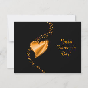 Valentine's Day -Rainbow Heart with Stars on black Holiday Card